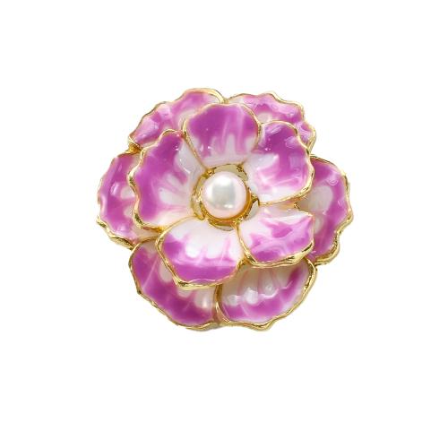 Broche perle d'eau douce, alliage de zinc, avec perle d'eau douce cultivée, Placage de couleur d'or, bijoux de mode & émail, plus de couleurs à choisir Vendu par PC