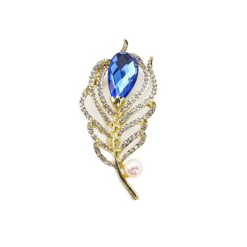 Broche perle d'eau douce, alliage de zinc, avec perle d'eau douce cultivée, Placage de couleur d'or, bijoux de mode & avec strass, plus de couleurs à choisir Vendu par PC