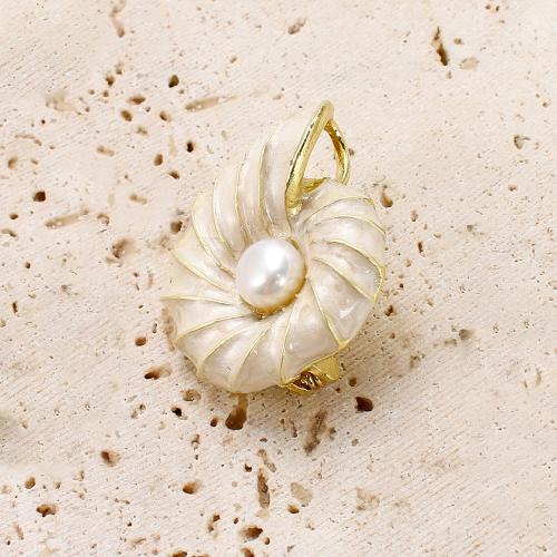Broche perle d'eau douce, alliage de zinc, avec perle d'eau douce cultivée, Placage de couleur d'or, bijoux de mode & émail & avec strass, plus de couleurs à choisir Vendu par PC