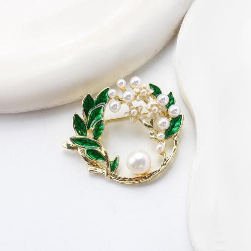Broche perle d'eau douce, alliage de zinc, avec perle d'eau douce cultivée, Placage de couleur d'or, bijoux de mode & émail, plus de couleurs à choisir Vendu par PC