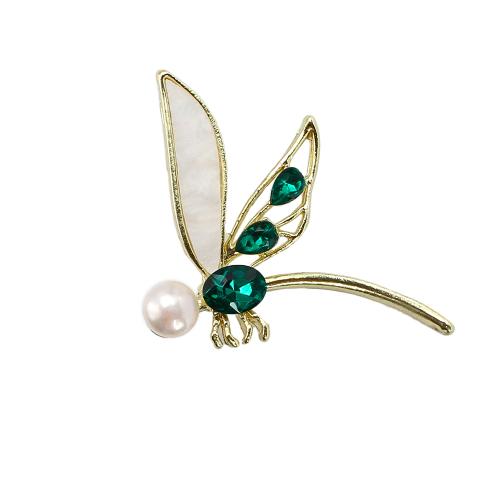 Broche perle d'eau douce, alliage de zinc, avec perle d'eau douce cultivée, Placage de couleur d'or, bijoux de mode & émail & avec strass, plus de couleurs à choisir Vendu par PC