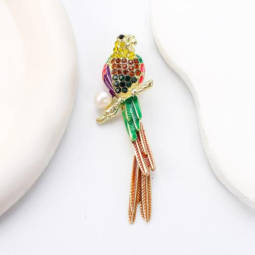 Broche perle d'eau douce, alliage de zinc, avec perle d'eau douce cultivée, Placage de couleur d'or, bijoux de mode & émail & avec strass, plus de couleurs à choisir Vendu par PC