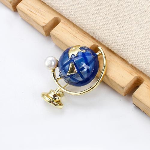 Broche perle d'eau douce, alliage de zinc, avec perle d'eau douce cultivée, Placage de couleur d'or, bijoux de mode & émail, plus de couleurs à choisir Vendu par PC