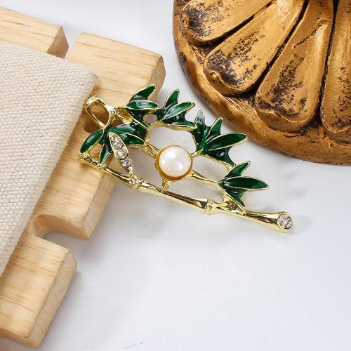 Broche perle d'eau douce, alliage de zinc, avec perle d'eau douce cultivée, Placage de couleur d'or, bijoux de mode & émail & avec strass, plus de couleurs à choisir Vendu par PC