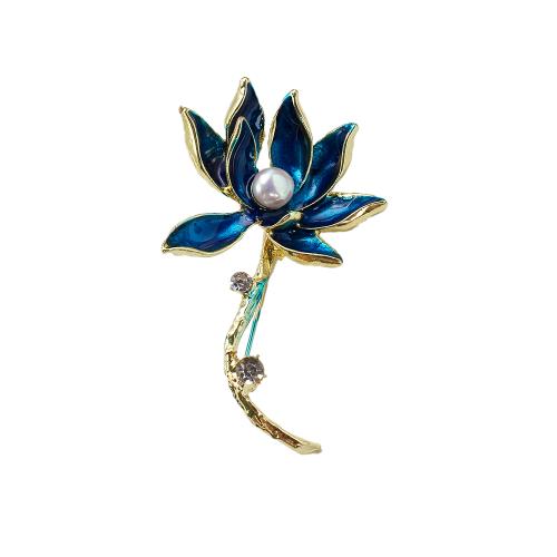 Broche perle d'eau douce, alliage de zinc, avec perle d'eau douce cultivée, Placage de couleur d'or, bijoux de mode & émail & avec strass, plus de couleurs à choisir Vendu par PC