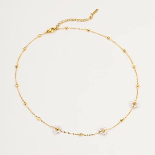 ステンレス鋼のジュエリーネックレス, 304ステンレススチール, とともに プラスチック製パール, 18Kゴールドメッキ, ファッションジュエリー & 異なるスタイルを選択 & 女性用, 売り手 パソコン