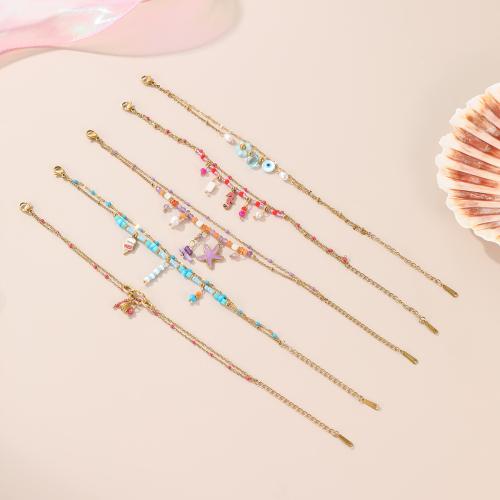 Bracelet en acier inoxydable, Acier inoxydable 304, avec résine, Plaqué or 18K, Double couche & styles différents pour le choix & pour femme, Vendu par PC[