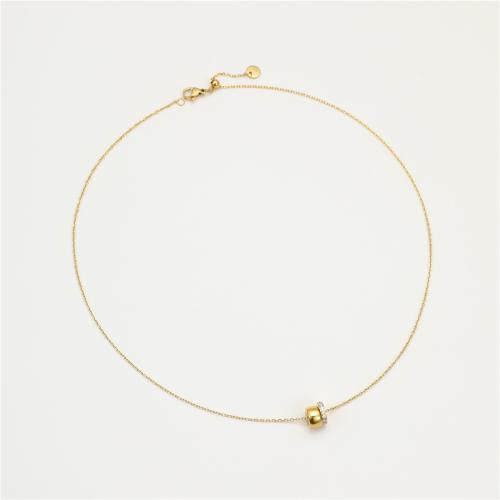 Stainless Steel Sweater Chain Necklace, 304 Stainless Steel, plated, fashion jewelry & micro pave cubic zirconia & for woman 