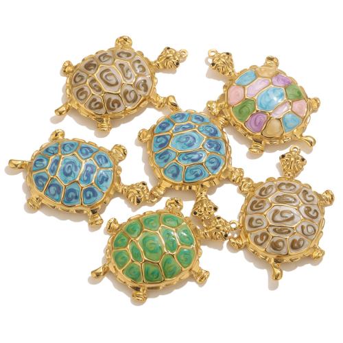 Emaille Edelstahl Anhänger, 304 Edelstahl, Schildkröter, goldfarben plattiert, DIY, keine, verkauft von PC