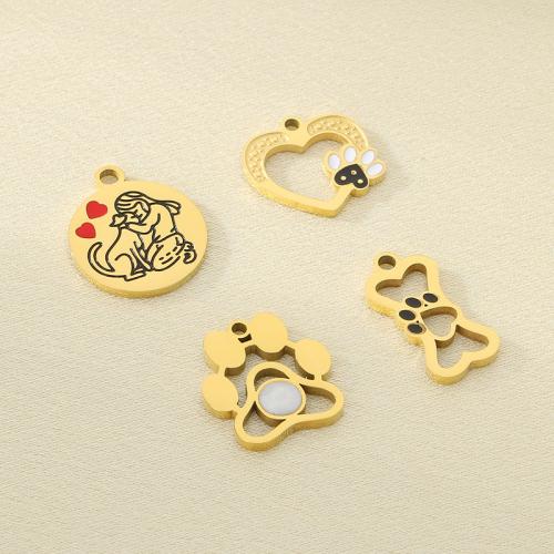 Emaille Edelstahl Anhänger, 304 Edelstahl, mit Harz, goldfarben plattiert, DIY, goldfarben, 10PCs/Tasche, verkauft von Tasche