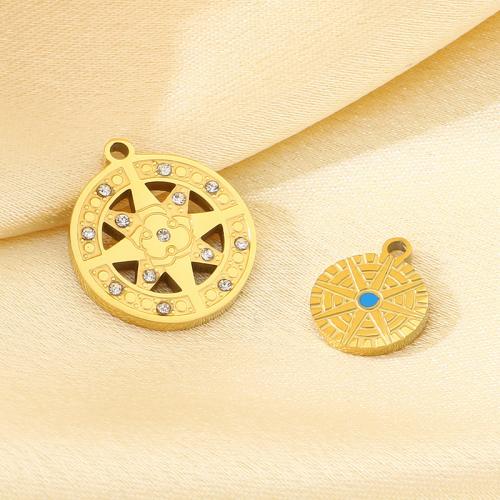 Pendentifs en acier inoxydable strass, Acier inoxydable 304, avec résine, Placage de couleur d'or, DIY & avec strass, doré Vendu par sac