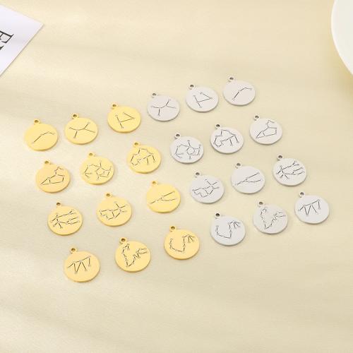 Pendentif en acier inoxydable de constellation, Acier inoxydable 304, 12 Signes du Zodiaque, Placage, DIY & avec strass, plus de couleurs à choisir, 20mm Vendu par sac