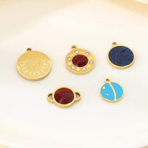 Emaille Edelstahl Anhänger, 304 Edelstahl, mit Kristall, goldfarben plattiert, DIY & mit Strass, goldfarben, 10PCs/Tasche, verkauft von Tasche