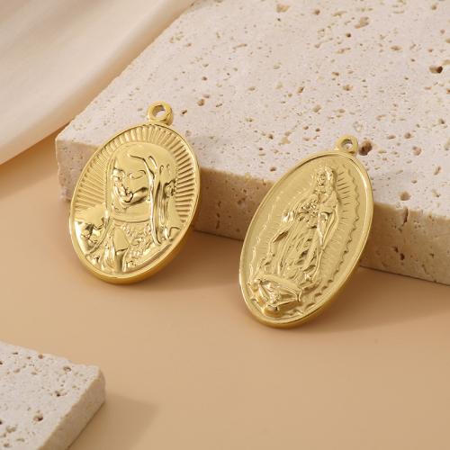 Stainless Steel Saint Pendant, 304 Stainless Steel, plated, DIY, golden 
