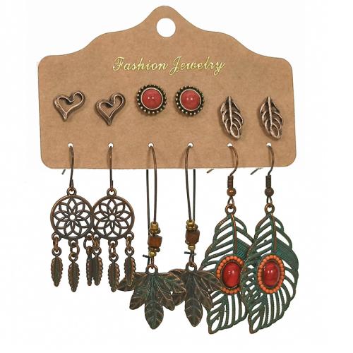 Zinc Alloy Earring Set, with Resin & Plastic Pearl, plated & for woman & enamel, earring length 5-75mm 