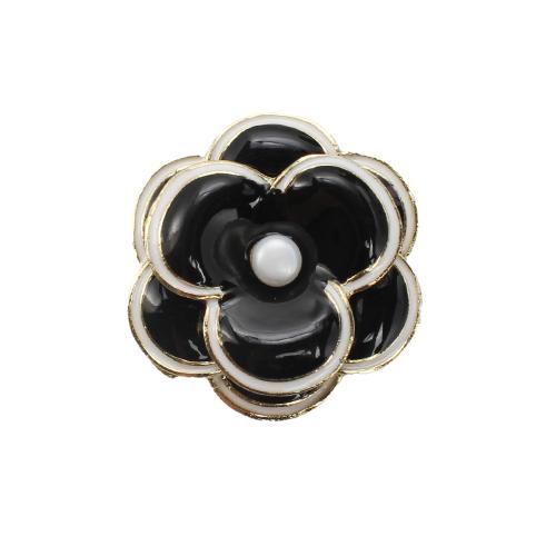 Broche perle d'eau douce, alliage de zinc, avec perle d'eau douce cultivée, fleur, Placage de couleur d'or, bijoux de mode & émail, plus de couleurs à choisir Vendu par PC