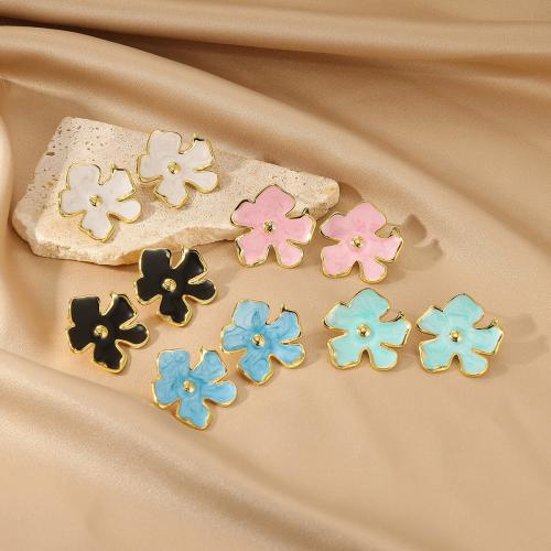 Boucle en acier inoxydable, Acier inoxydable 304, fleur, Placage de couleur d'or, bijoux de mode & pour homme & émail, plus de couleurs à choisir, Vendu par PC