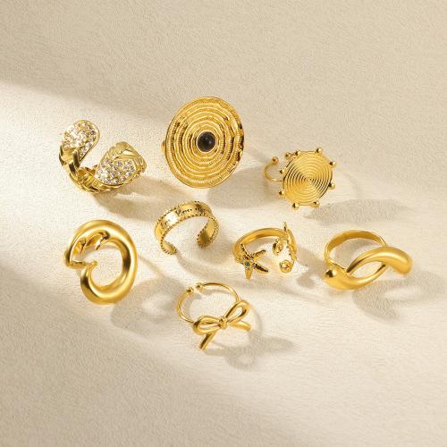 Bague en acier inoxydable, Acier inoxydable 304, Placage, bijoux de mode & styles différents pour le choix & pour femme, doré, Vendu par PC