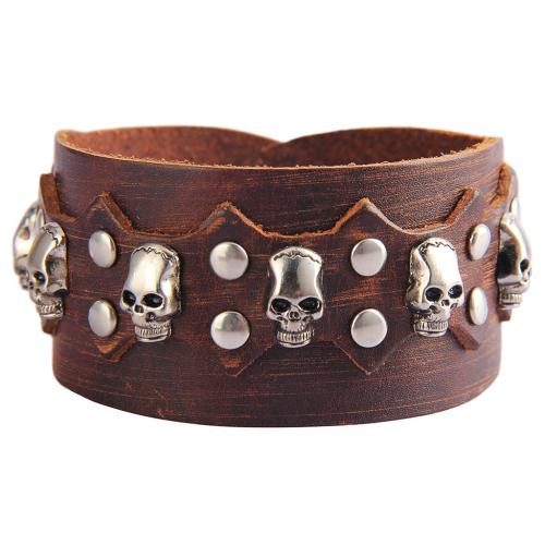 Rindsleder-Armbänder, Zinklegierung, mit Kuhhaut, plattiert, Doppelschicht & Modeschmuck & unisex, keine, verkauft von PC