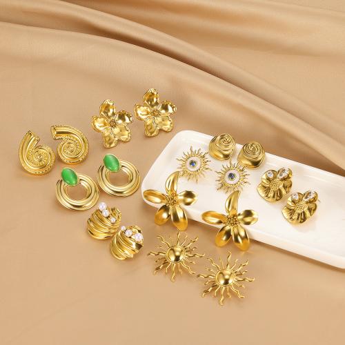 Boucle en acier inoxydable, Acier inoxydable 304, Plaqué or 18K, bijoux de mode & styles différents pour le choix & pour femme, Vendu par paire