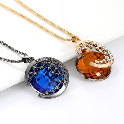 Collar de cadena cristalina del suéter, aleación de zinc, con Cristal, chapado, Joyería & para mujer, más colores para la opción, Vendido por UD