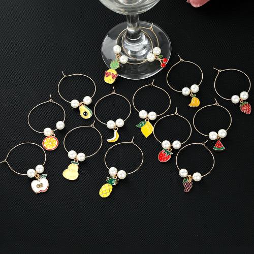 aleación de zinc con Perlas plásticas, chapado, diferentes estilos para la opción & esmalte, dorado, Vendido por UD