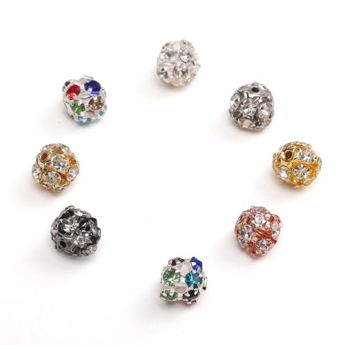 Rhinestone Brass Beads, plated, DIY & with rhinestone 
