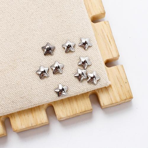 Stainless Steel Bead Cap, 304 Stainless Steel, Star, silver color plated, DIY, silver color [