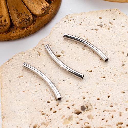 304 Stainless Steel Curved Tube Beads, silver color plated, DIY, silver color [