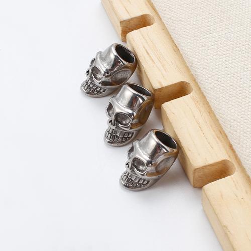 Stainless Steel Beads, 304 Stainless Steel, Skull, silver color plated, DIY, silver color Inner Approx 5.09mm 