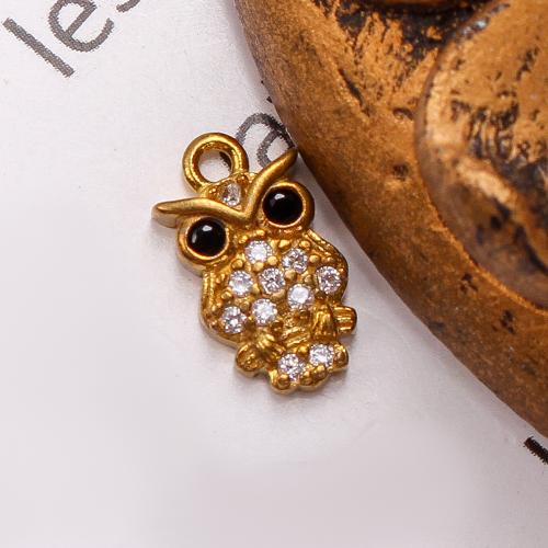 Животные латунные бусы, Латунь, Сова, Другое покрытие, DIY & со стразами, Золотой продается PC