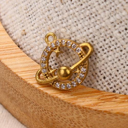 Strass Messing Anhänger, plattiert, DIY & mit Strass, goldfarben, 14.78x3.02x12.84mm, verkauft von PC