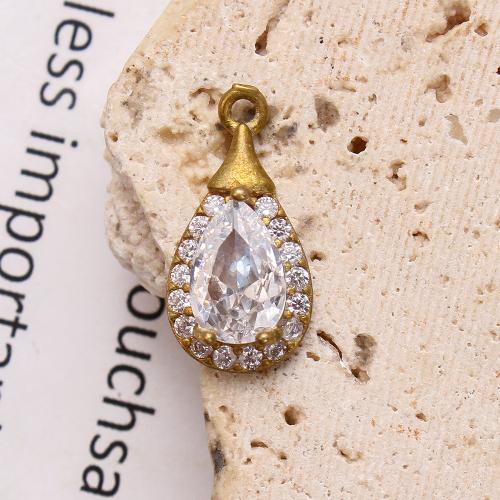 Strass Messing Anhänger, Tropfen, plattiert, DIY & mit Strass, goldfarben, 9.23x3.81x18.23mm, verkauft von PC