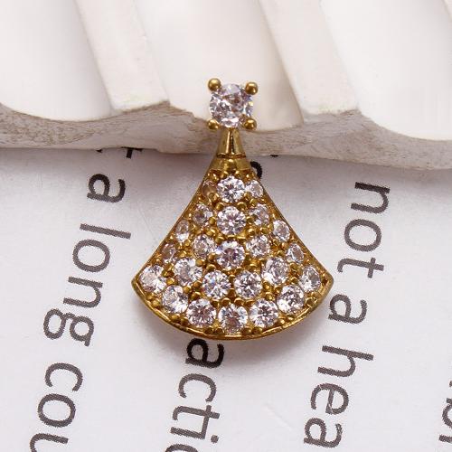 Strass Messing Anhänger, plattiert, DIY & mit Strass, goldfarben, 14.04x4.22x18.04mm, verkauft von PC