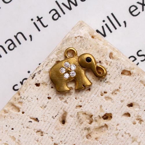 Pendentifs d'animaux en laiton, éléphant, Placage, DIY & avec strass, doré Vendu par PC