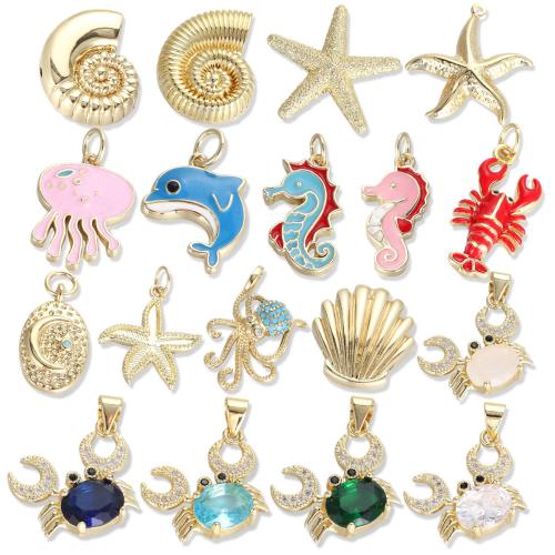 Cubic Zirconia Micro Pave Brass Pendant, with Crystal, plated, DIY & micro pave cubic zirconia & enamel 