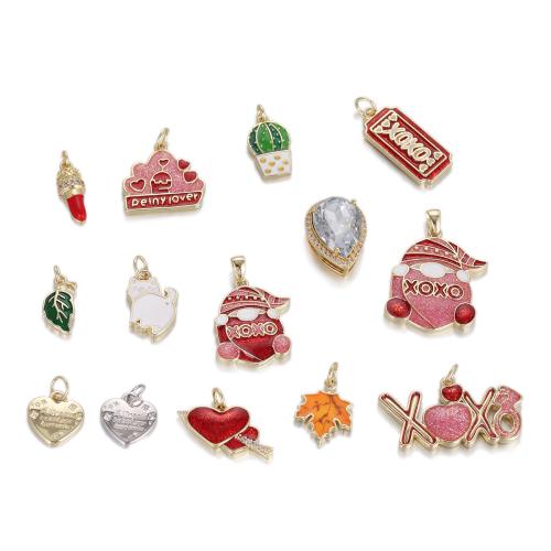 Emaille Messing Anhänger, mit Harz, plattiert, DIY & Micro pave Zirkonia, keine, verkauft von PC