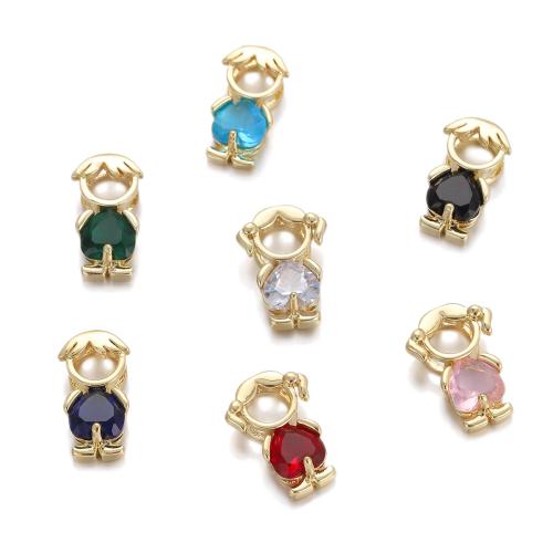 Pendentifs en laiton zircon cubique (CZ), Placage, DIY & pavé de micro zircon, doré, Vendu par PC