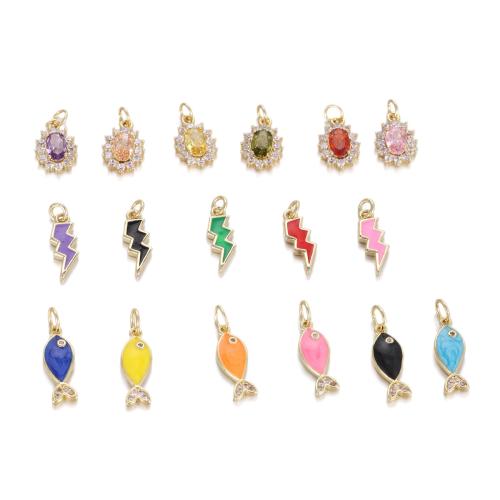 Colgante de Micro Pavé de Zirconía Cúbica, metal, con resina, chapado, Bricolaje & micro arcilla de zirconia cúbica & esmalte, más colores para la opción, Vendido por UD[