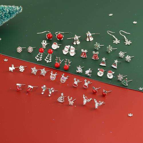laiton boucle d oreille dormeuse, Placage, Conception de Noël & styles différents pour le choix & pour femme & émail & avec strass, earring length 5-50mm, Vendu par paire