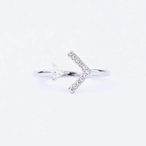 Латунь Манжеты палец кольцо, стрелки, покрытый платиной, разные стили для выбора & инкрустированное микро кубического циркония & Женский, размер:6-8, продается PC