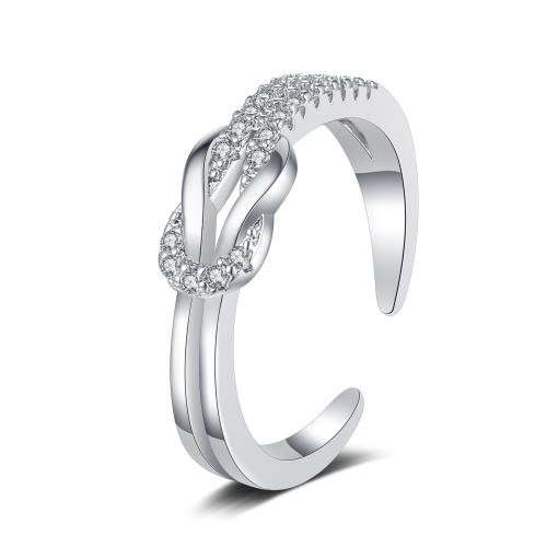 Messing Manschette Fingerring, platiniert, verschiedene Stile für Wahl & für Frau & mit Strass, Größe:8, verkauft von PC