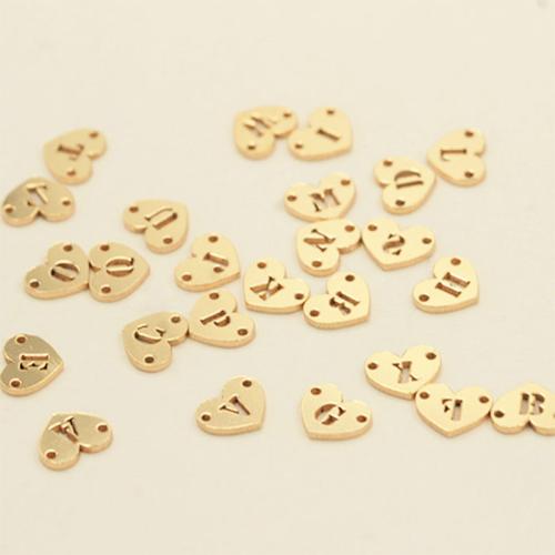 Brass Connector, Heart, gold color plated, DIY 