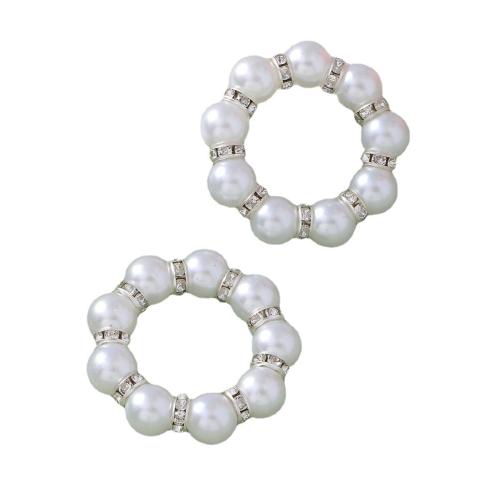 Rond de Serviette, perle de plastique, fait à la main, multifonctionnel & avec strass, blanc, Vendu par PC[