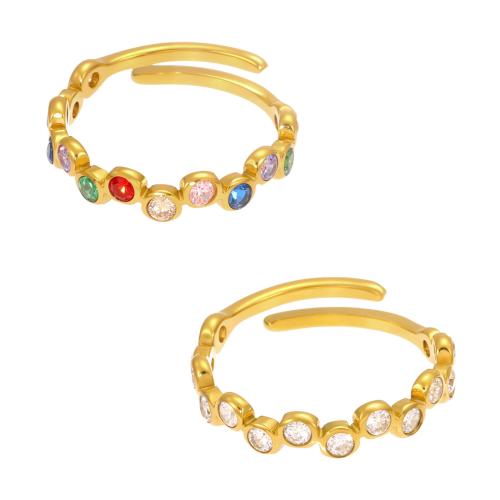 Bague en acier inoxydable Incrusté de zircon, Acier inoxydable 304, Placage, bijoux de mode & pavé de micro zircon & pour femme, plus de couleurs à choisir, Vendu par PC