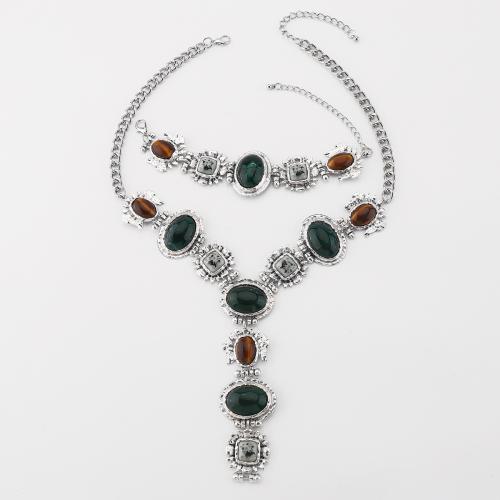 Conjuntos de joya de aleación de cinc de moda, aleación de zinc, con cadena de hierro & resina, chapado, Joyería & diferentes estilos para la opción & para mujer, Vendido por UD