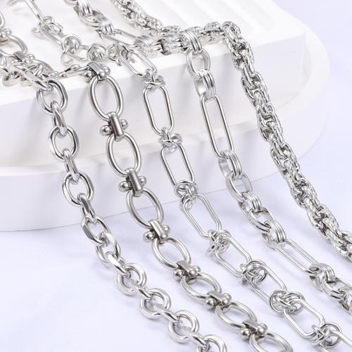 Stainless Steel Chain Jewelry, 304 Stainless Steel, silver color plated, DIY, silver color 