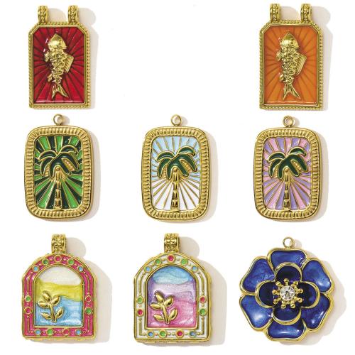 Emaille Edelstahl Anhänger, 304 Edelstahl, plattiert, DIY & mit Strass, keine, 3PCs/Tasche, verkauft von Tasche