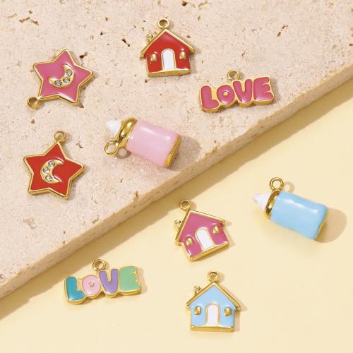 Emaille Edelstahl Anhänger, 304 Edelstahl, plattiert, DIY & mit Strass, keine, 3PCs/Tasche, verkauft von Tasche