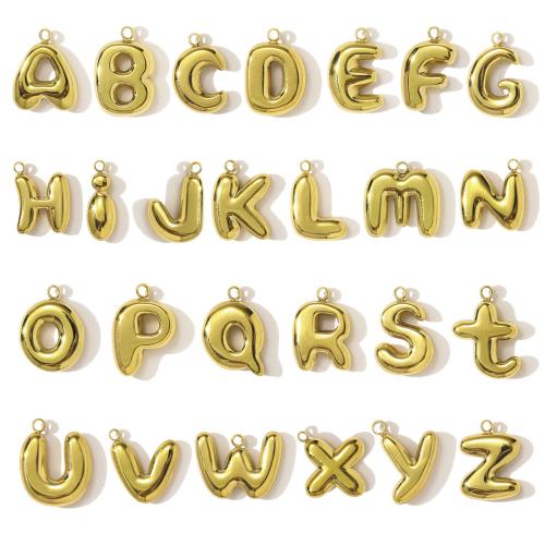 Pendentif de lettre en acier inoxydable, Acier inoxydable 304, Lettre d’alphabet, Placage de couleur d'or, DIY, doré Vendu par sac
